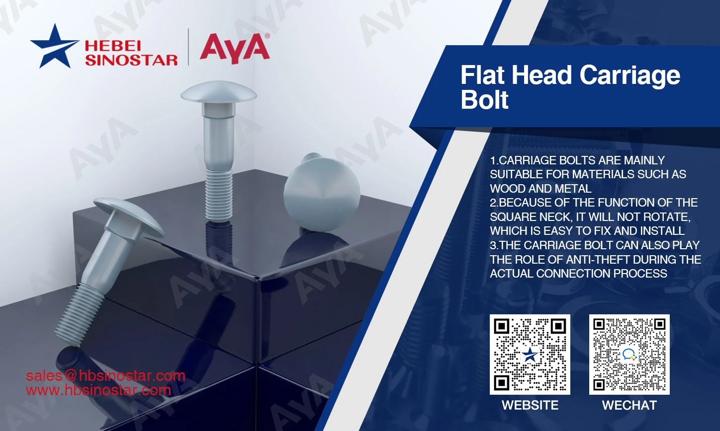 Flat Head Carriage Bolt advantages